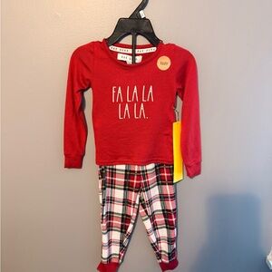 Rae Dunn Festive Red Plaid Kids Pajama Set